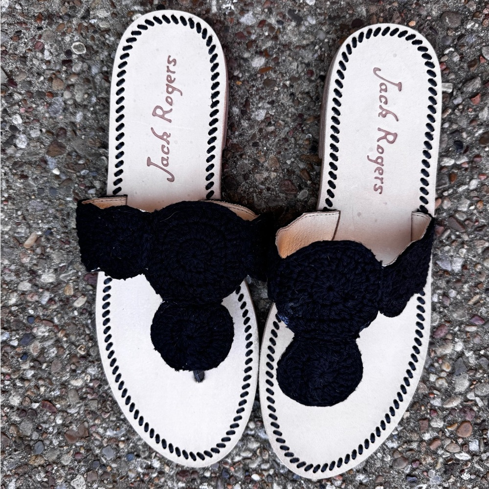 Jack Rogers Women's Crochet Black Sandals